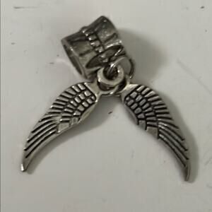 ANGEL WINGS DANGLE CHARM PENDANT SPACER SLIDER BEAD FOR EU SNAKE CHAIN BRACELET.